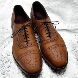Allen Edmonds Strand Walnut Tan Brown Leather Cap Toe Brogue Dress Shoes  10 E